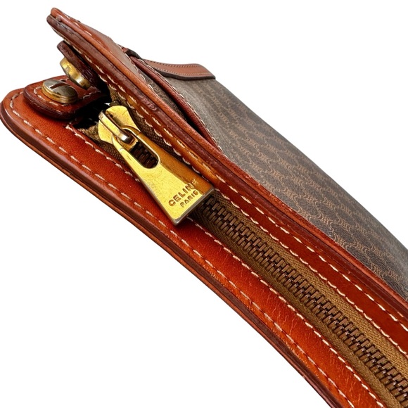 Authentic Celine Brown & Tan Macadam Leather Wristlet Clutch Bag - Picture 9 of 13